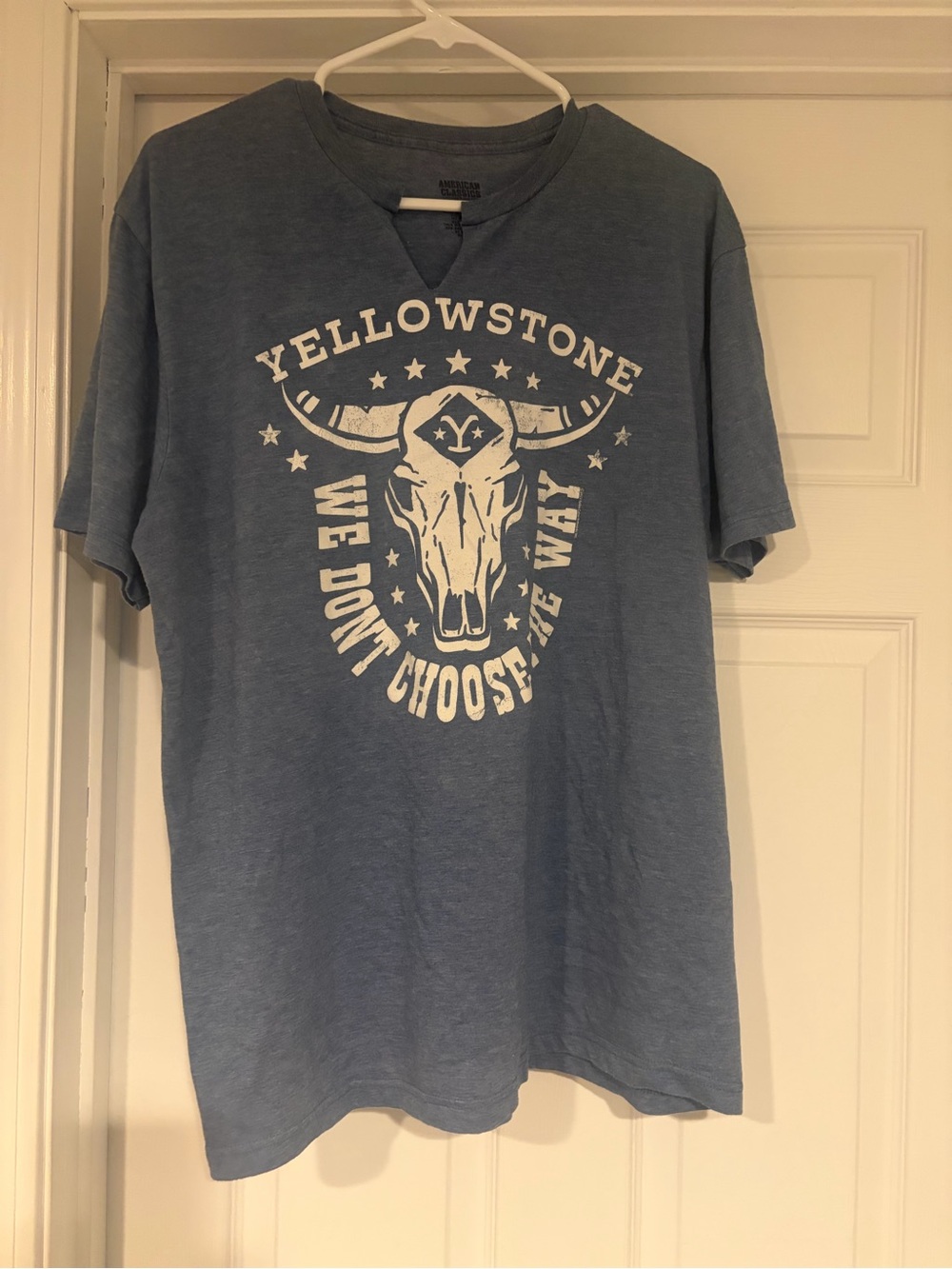 American Classics Blue Graphic Tee with White Print